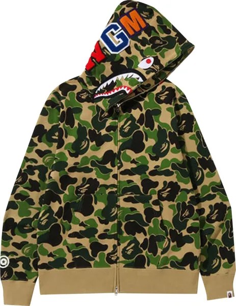 Худи BAPE Big ABC Camo Shark Full Zip Hoodie 'Green', зеленый