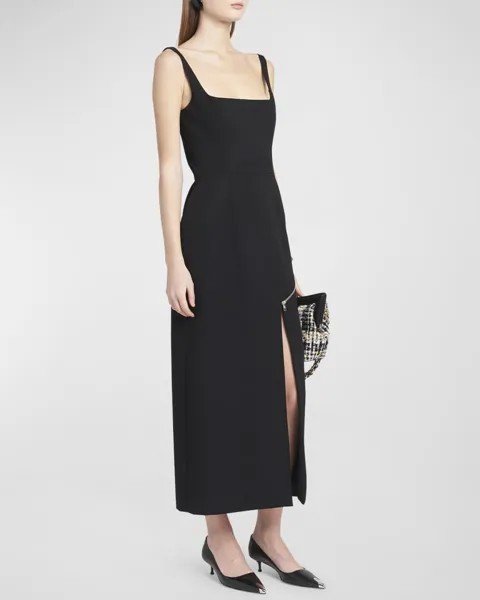 Шерстяное платье-миди с вырезом на молнии Alexander McQueen