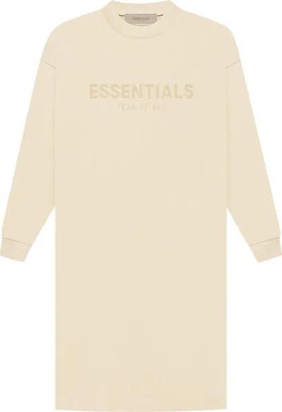Платье Fear of God Essentials Long-Sleeve Tee Dress 'Egg Shell', кремовый
