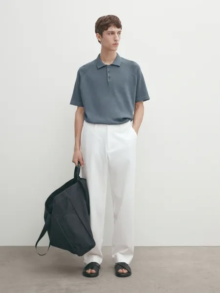 Трикотажная рубашка-поло с короткими рукавами Massimo Dutti, синий