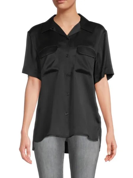 Рубашка из шелкового атласа Amaia на пуговицах спереди Equipment, цвет True Black