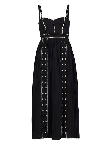 Платье макси Elin из хлопка с вышивкой Ulla Johnson, цвет noir
