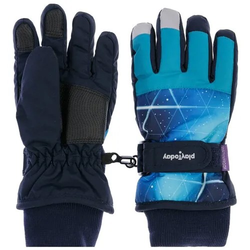 Зимние перчатки для мальчика PlayToday 32112085 тёмно-синий;синий;серебристый 16