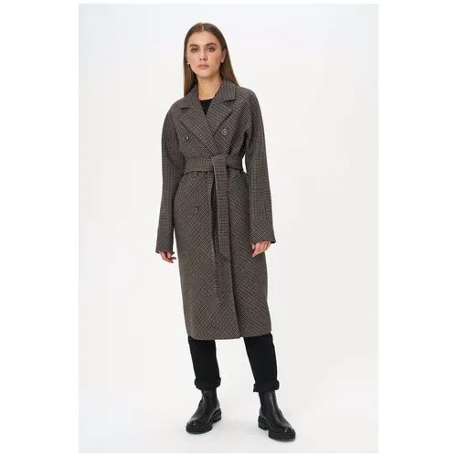 Двубортное пальто с поясом Ennergiia El_W64048_зелено-коричневый/Enn Хаки 42