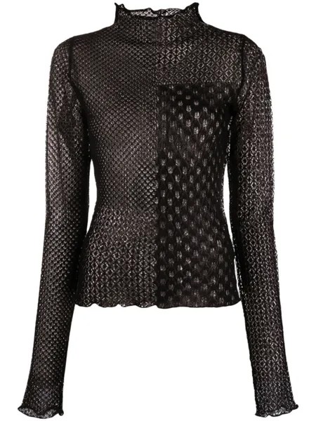 Джемпер рыхлой вязки с высоким воротником Versace Jeans Couture, черный
