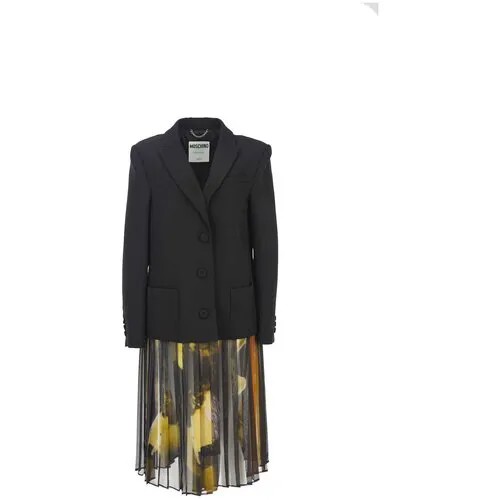Пиджак MOSCHINO, средней длины, силуэт прилегающий, размер 48, черный