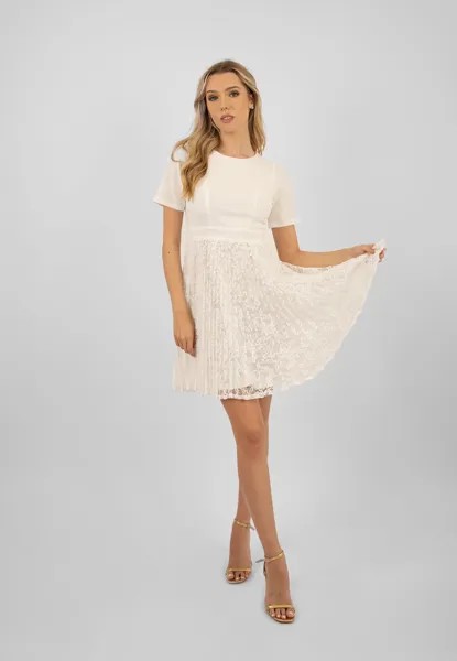 Короткий рукав и кружевная юбка со складками Skirt and Stiletto, белый