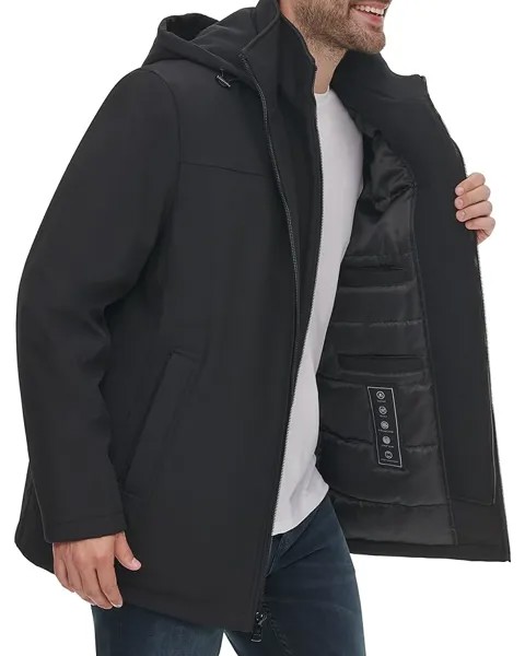 Куртка Calvin Klein Hooded Rip Stop Water and Wind Resistant with Fleece Bib, цвет Deep Black