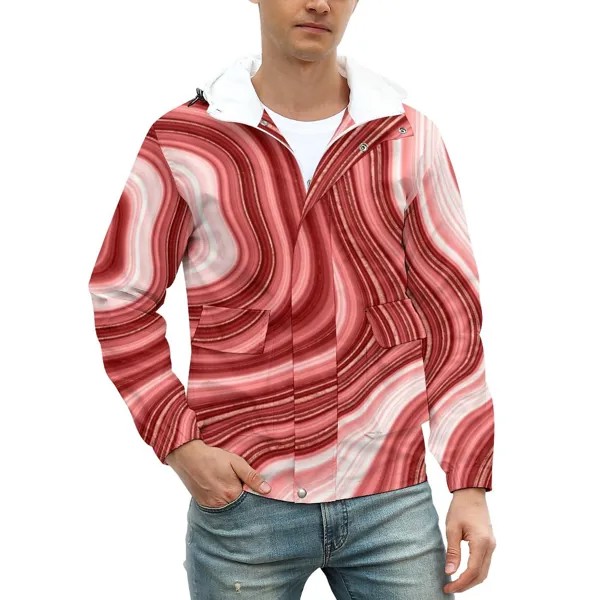 Куртка мужская с абстрактным принтом, повседневная Водонепроницаемая ветровка с цветным рисунком, с завязкой, свободная зимняя уличная оде...