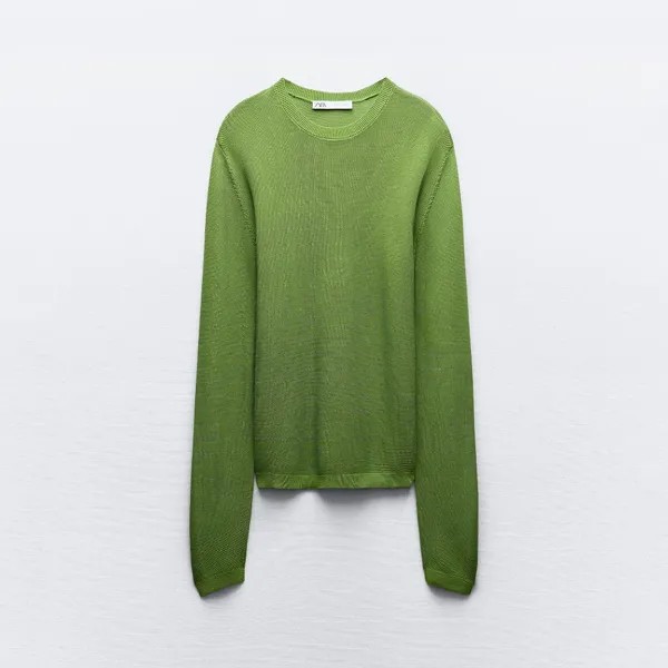 Свитер Zara Basic Plain Knit, зеленый