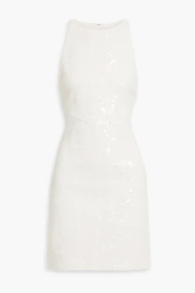 Твидовое платье мини Serenity с вырезом и пайетками Derek Lam 10 Crosby, цвет Off-white