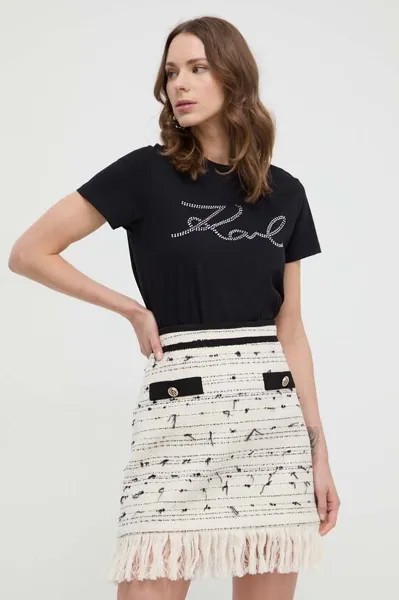 Хлопковая футболка Karl Lagerfeld, черный