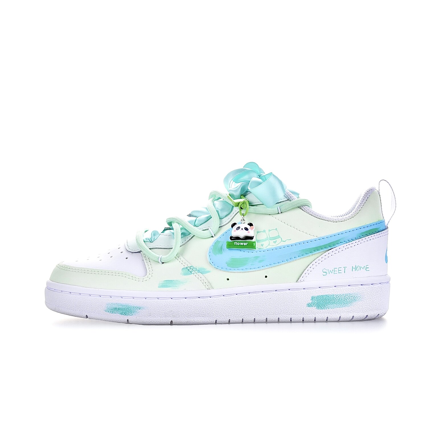 Кроссовки Nike Court Borough Skateboarding Shoes Women's Low-top White/Green/Blue, светло-зеленый