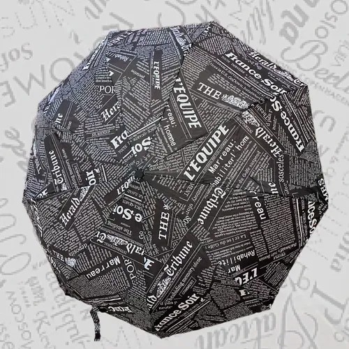 Смарт-зонт автомат, 2 сложения, купол 100 см., 9 спиц, чехол в комплекте, черный, белый