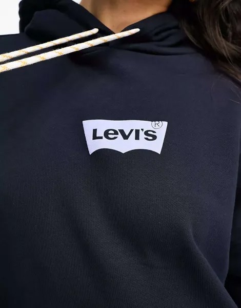 Оверсайз-худи с логотипом Levi's темно-синего цвета