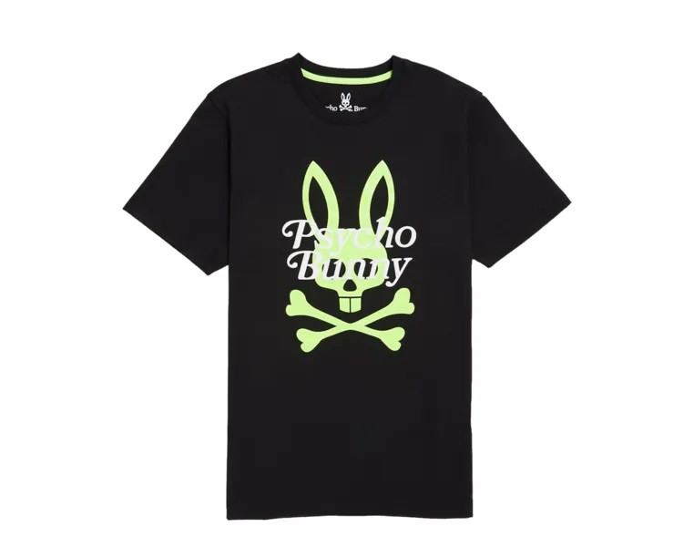 Черная мужская футболка с принтом Psycho Bunny Cortlandt B6U963U1PC-BLK, черный
