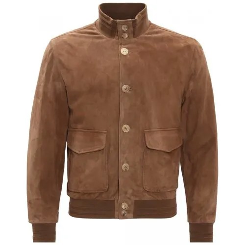 Кожаная куртка Principe di Bologna демисезонная, размер 54, коричневый