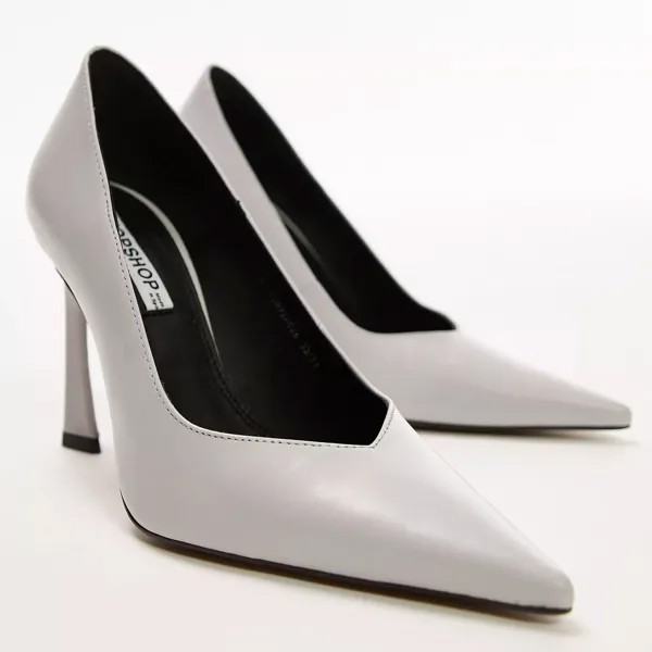 Туфли-лодочки Topshop Carla Premium Leather Heeled, светло-серый