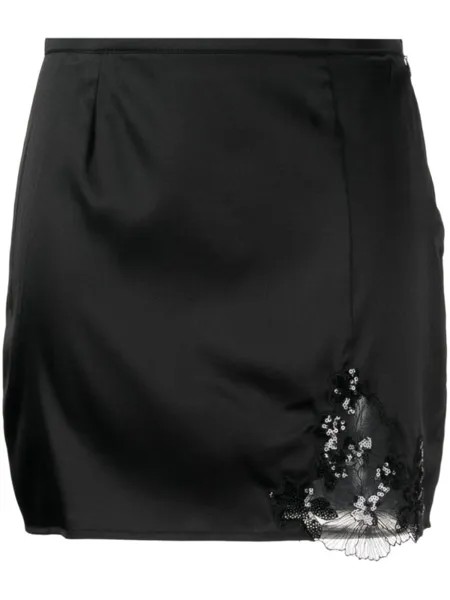 Юбка мини с кружевом Fleur Du Mal, черный