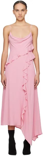 Розовое платье-макси с рюшами Msgm