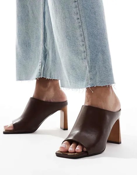 Коричневые мюли River Island на каблуке