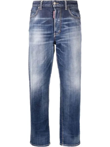Dsquared2 прямые джинсы с эффектом потертости, синий