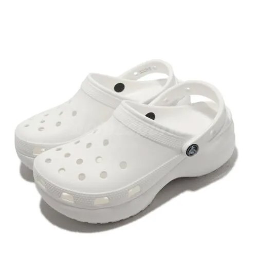 Crocs Classic Platform Clog W White Women Platform Slip On Sandals 206750-100