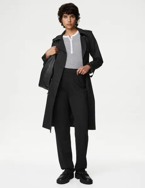 Прямые брюки из эластичного джерси Marks & Spencer, черный