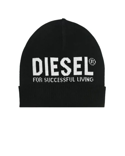Черная шапка с белым логотипом Diesel детская