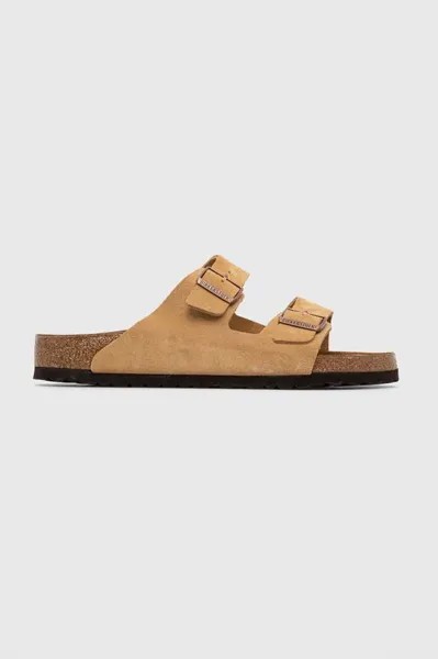 Замшевые шлепанцы Birkenstock, бежевый
