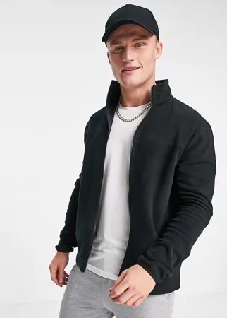 Черная флисовая спортивная куртка ASOS DESIGN-Черный цвет