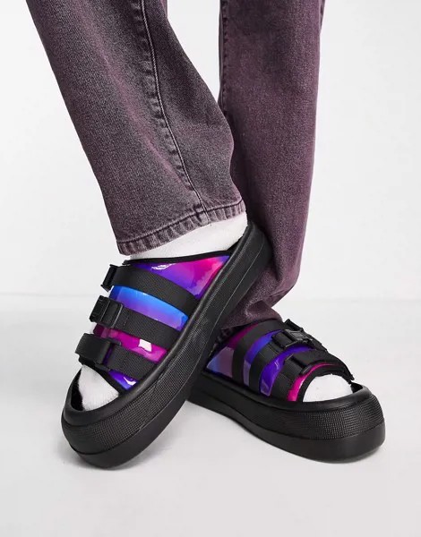 Массивные шлепанцы с разноцветным принтом ASOS DESIGN-Разноцветный