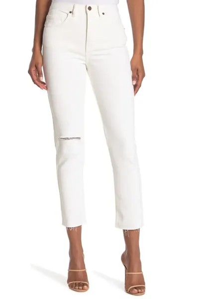 Белые рваные прямые джинсы ONEILL Benatar с высокой талией и потертостями 27
