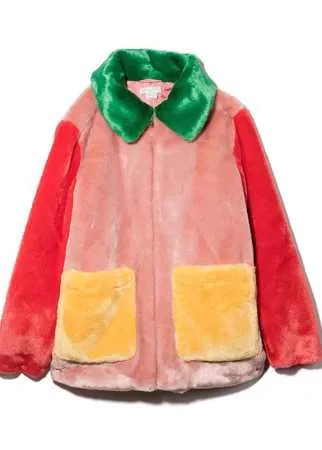 Stella McCartney Kids шуба из искусственного меха в стиле колор-блок