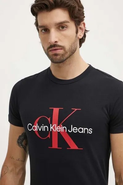 Хлопковая футболка Calvin Klein Jeans, черный