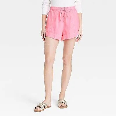 Женские льняные шорты с завышенной талией без застежек - Universal Thread Pink XL