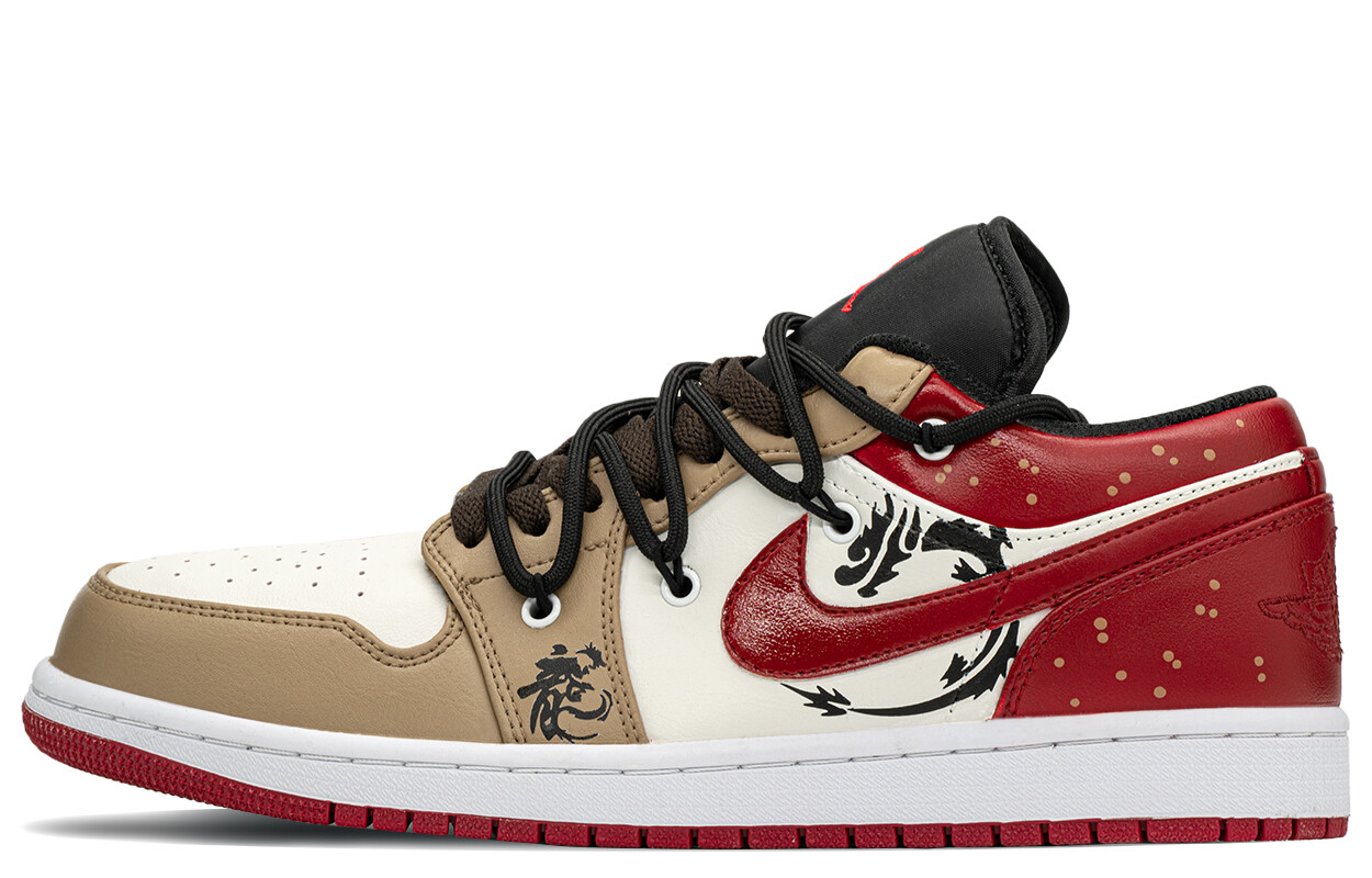 Кроссовки Air Jordan 1 Vintage Basketball Shoes Men Low-top Red/Yellow, красный