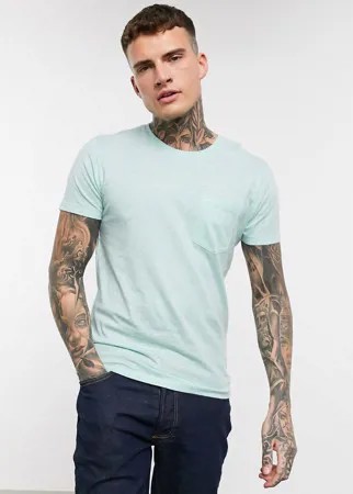 Меланжевая футболка с карманом Celio-Голубой