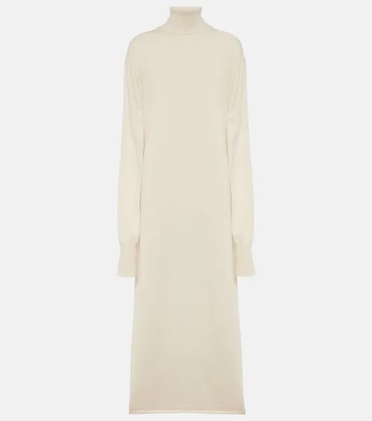 Вязаное кашемировое платье миди Jil Sander, белый