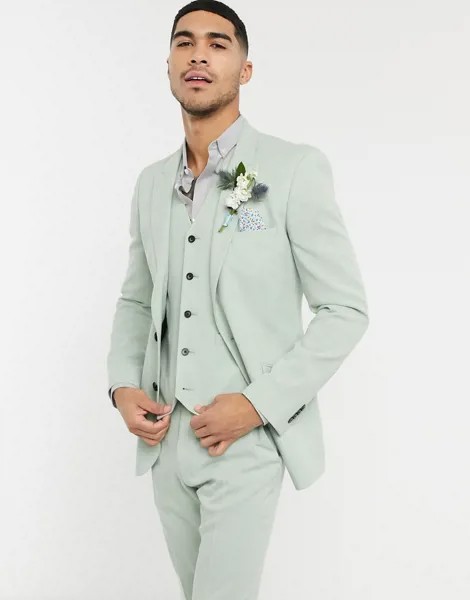 Светло-зеленый приталенный пиджак ASOS DESIGN wedding-Зеленый цвет