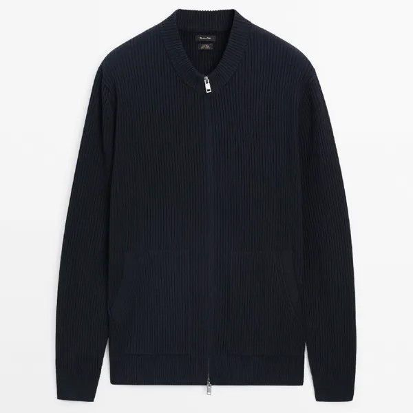Кардиган Massimo Dutti Cotton Knit With Zip, кремовый