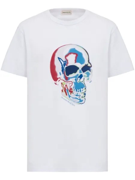 Alexander McQueen футболка с принтом Solarised Skull, белый