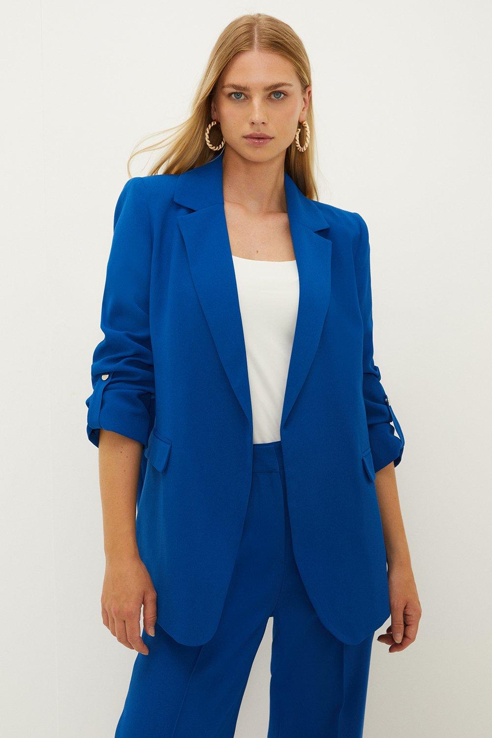 Приталенный пиджак оверсайз с закатанными рукавами Oasis, синий