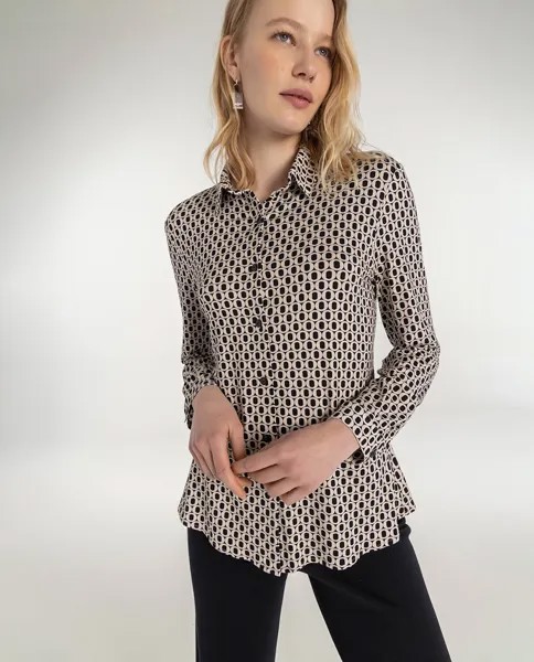 Женская рубашка с геометрическим принтом и длинными рукавами Naulover, мультиколор