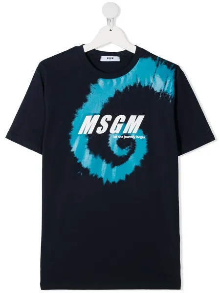 MSGM Kids футболка с принтом тай-дай и логотипом