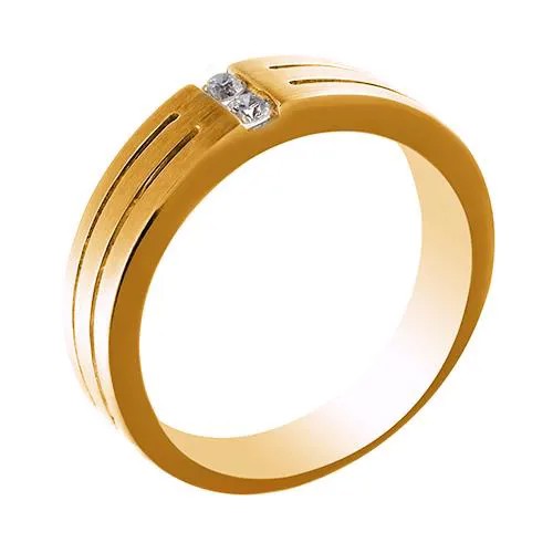 Кольцо обручальное JV желтое золото, 585 проба, бриллиант, размер 18, бесцветный