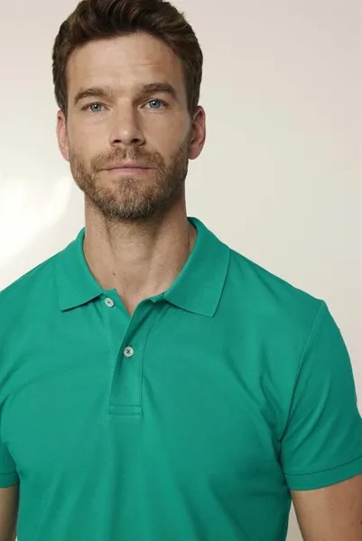 Мужская однотонная зеленая футболка из хлопка пике с воротником поло и воротником-поло TUDORS, зеленый