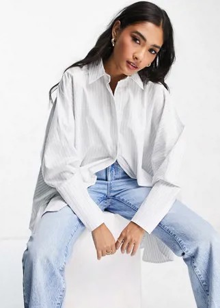 Белая хлопковая oversized-рубашка в голубую полоску ASOS EDITION-Разноцветный