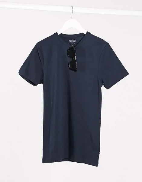 Темно-синяя обтягивающая футболка Burton Menswear-Темно-синий