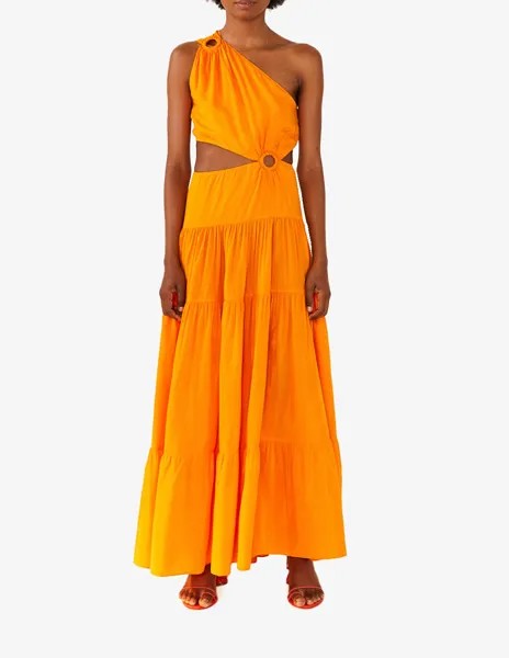 Оранжевое ассиметричное платье макси Farm Rio, оранжевый